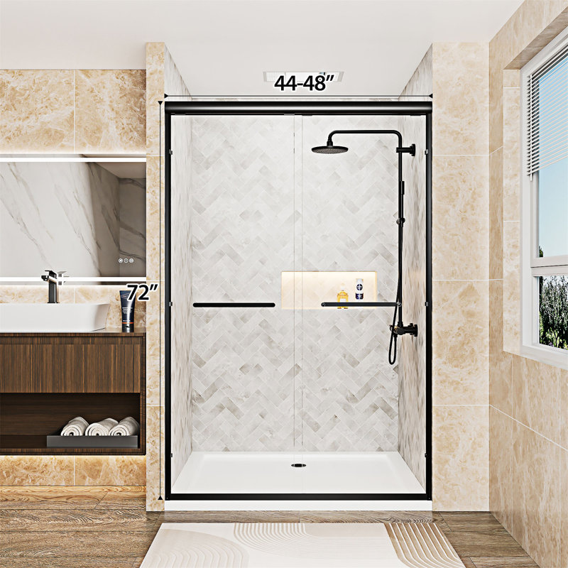 Double Sliding Shower Door, Matte Black