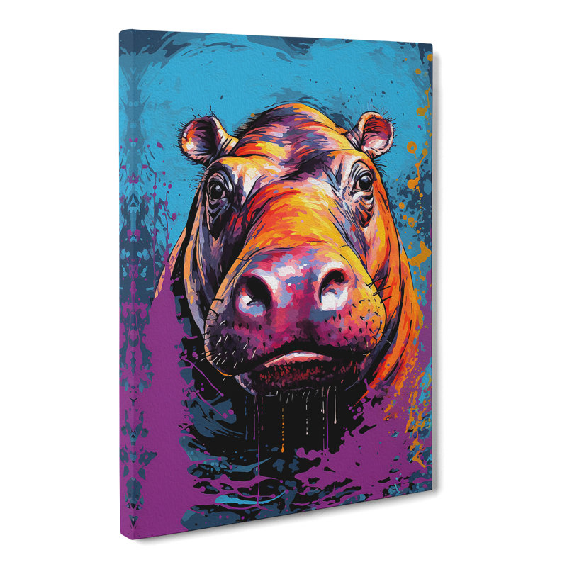 Hippo Pop - Wrapped Canvas, 76cm H x 50cm W x 3cm D