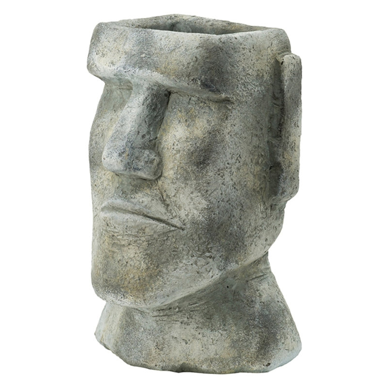 Easter Island Cement Planter, Stone Planter, Statues Planter, 11.04" H x 6.54" W x 5.54" D