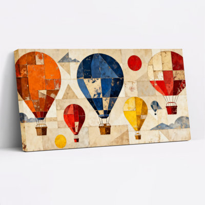 Montgolfières, ensemble de 1 reproduction d'art sur toile tendue