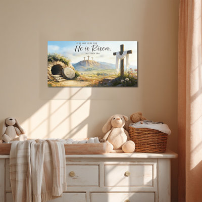 TIMUBA Easter Wall Art - Empty Tomb and Cross Religious Canvas Wall Art for Home Decor, Christian Wall Art Pictures and Prints for Living Room or Bedroom, Gallery-Style Artwork, 16×32 inches