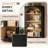 71" Tall Bookcase with 5-Tier Storage Cabinet and Fluted Doors
