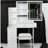 29.2" Small Size Left Bedside Cabinet Vanity Table + Cushioned Stool,2 AC+2 USB Power Station,Hair dryer bracket,Extra Large Touch Control Sliding LED Mirror,Tri-color Switching,Brightness Adjust-702067147