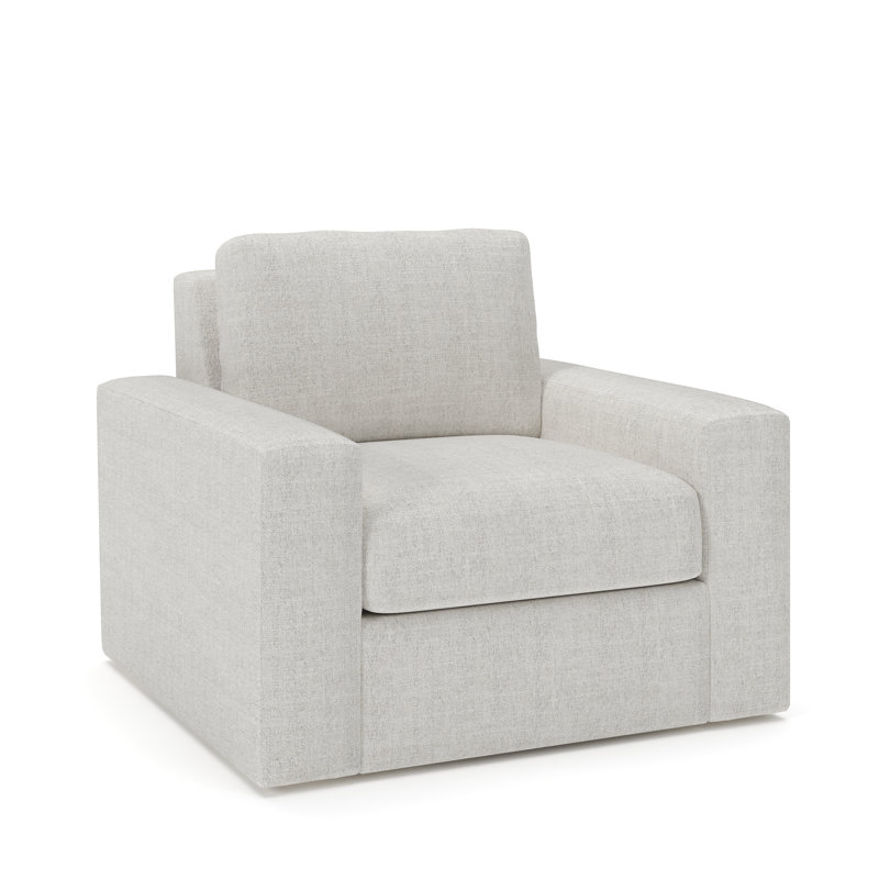 Jonie Upholstered Swivel Armchair, Monique Oyster Textured Chenille