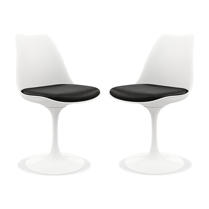 Modholic Tulip Swivel Side Chair, Black (Set Of 2), Black, 2