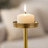 Pillar Candle Holder With Gold Stem, Embedded Agate Stone, 15 Inch White