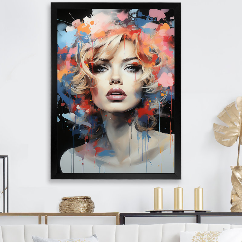 «Marilyn Monroe Blooming Beauty», Cadre simple noir, H 32 po x l 24 po x P 1 po