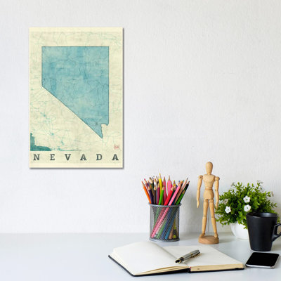 Nevada Map by Hubert Roguski - Wrapped Canvas Print