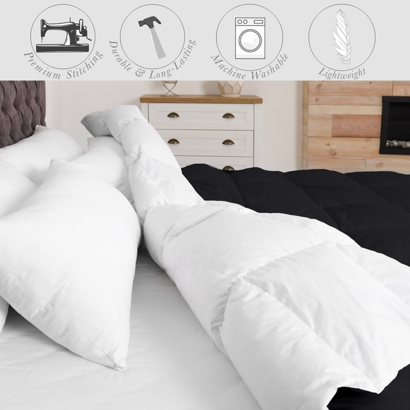 All Season Reversible Bamboo Comforter Down with Alternative Filling, King, White