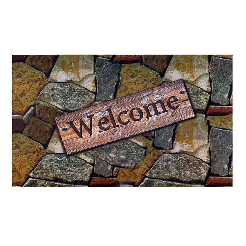 Tapis d'extérieur antidérapant en caoutchouc 30 po x 18 po Quarry Stones