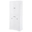 Armoire de rangement autoportante avec portes et tiroirs, panier à linge inclinable, tablette réglable, plusieurs espaces de rangement, blanc