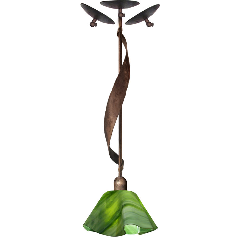 Luminaire suspendu géométrique 1 lumières unique Sapin, Brun avec décorations brunes, Vert gazon