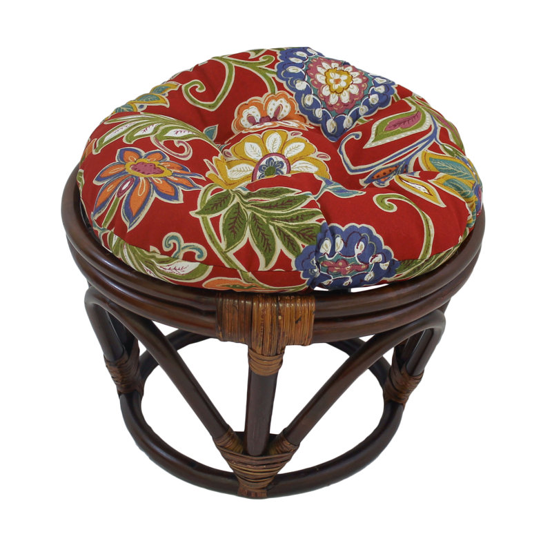 Outdoor 4'' Ottoman Seat Cushion, Red/Green
