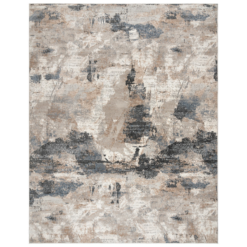  Quattro Paola Beige/Gray/Taupe Modern Abstract High-Low Area Rug, Rectangle 7'10" x 10'