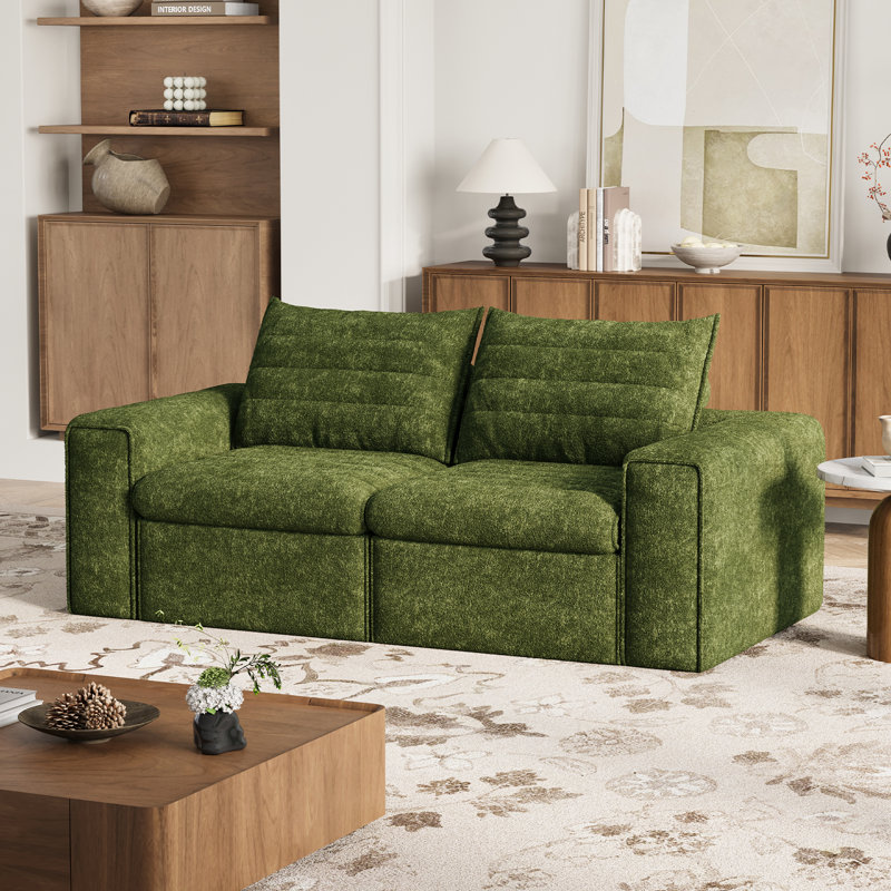 Boneless 77" Cloud Loveseat Sofa, Deep Seat Couch with Pillows, Modern Comfortable Upholstery Boneless Sofa, 1 Piece for Living Room, Bedroom, Apartment, Removable Cover,No Assembly Required