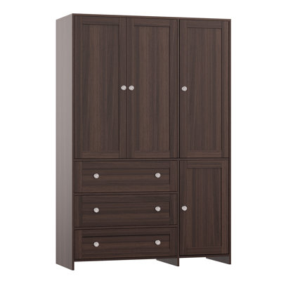 70.9'' H 3-Drawer Wood Armoire with Mirror