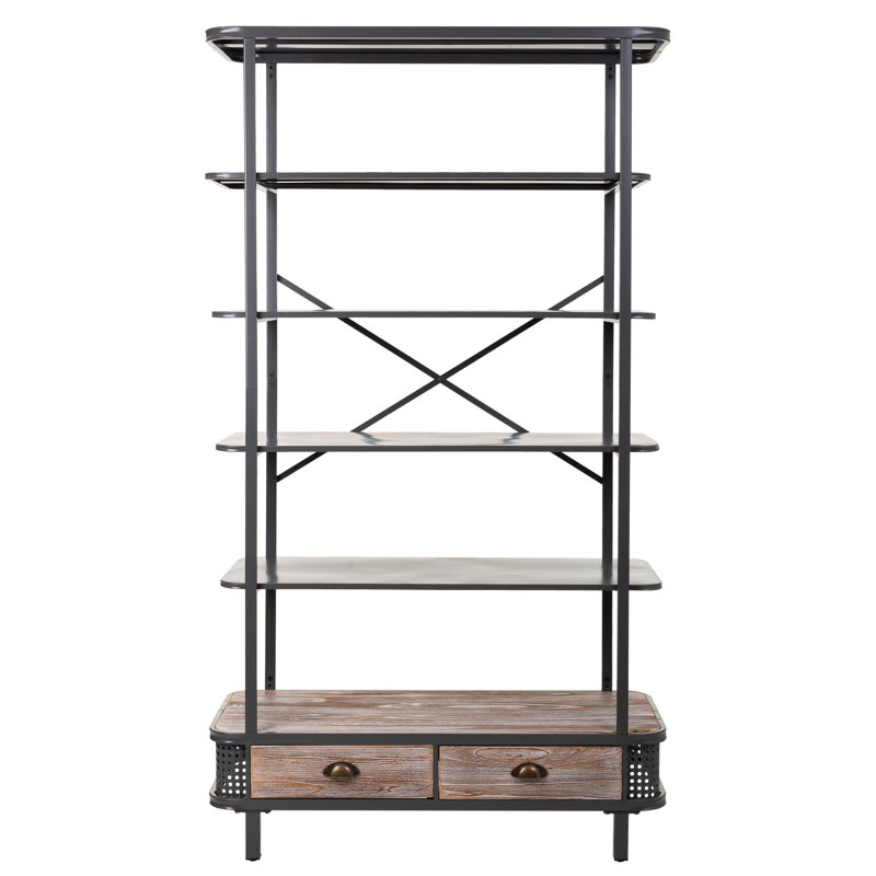 Aarien 181 cm H x 100 cm W Iron Etagere Bookcase