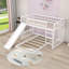 Lit superposé simple au-dessus de simple en bois Fadipe, lit superposé en L avec glissoire et échelle-407077823
