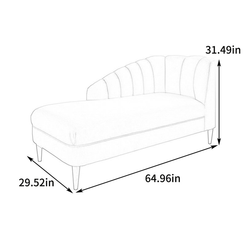 Chaise longue rembourrée en tissu éponge simple, Accoudoir à droite (vu de face)