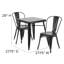 Ensemble de tables carrées intérieur / extérieur en métal 23,75 po Geneen avec 2 chaises empilables-1362077362