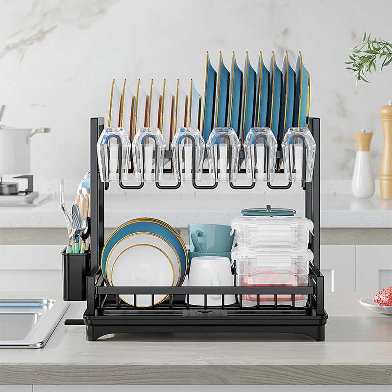Steel Dinnerware Storage Set, Black