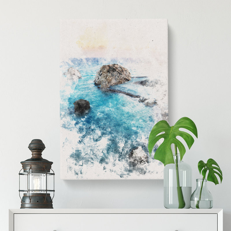 The Rock Of Aphrodite Beach In Cyprus - Wrapped Canvas, 76cm H x 50cm W x 3cm D
