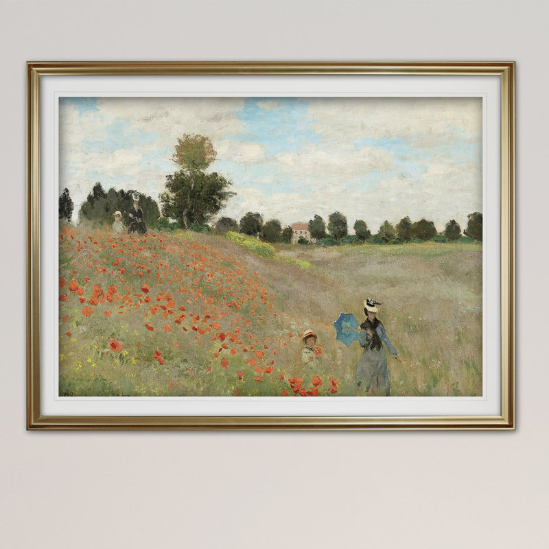 «Poppy Field» par Claude Monet, reproduction, Impression encadrée, H 28 po x l 38 po, Doré