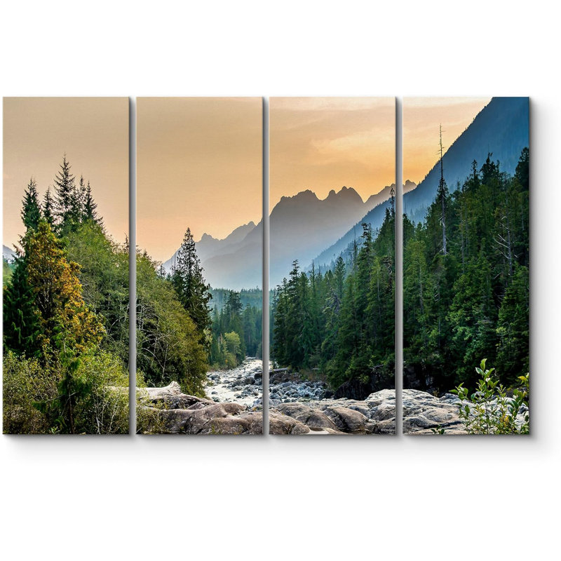 «Nature Landscape Colorado Forest River Rapid Rock Mountain Nature», reproduction de toile tendue 4 pièces