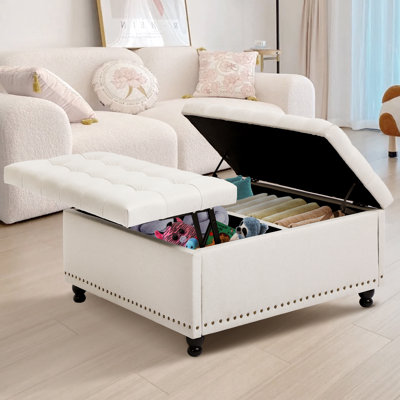 Grand repose-pieds carré avec rangement 35,5 po Cymon