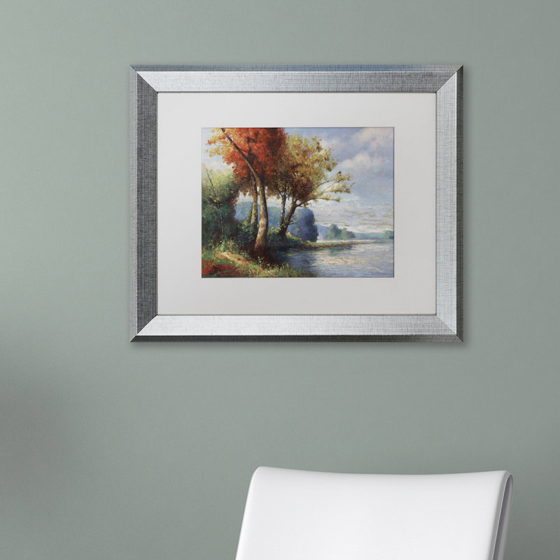 « corot hommage », reproduction d’art encadrée sur toile encadrée, H 11 po x l 14 po x P 0,5 po, Blanc, Cadre noir