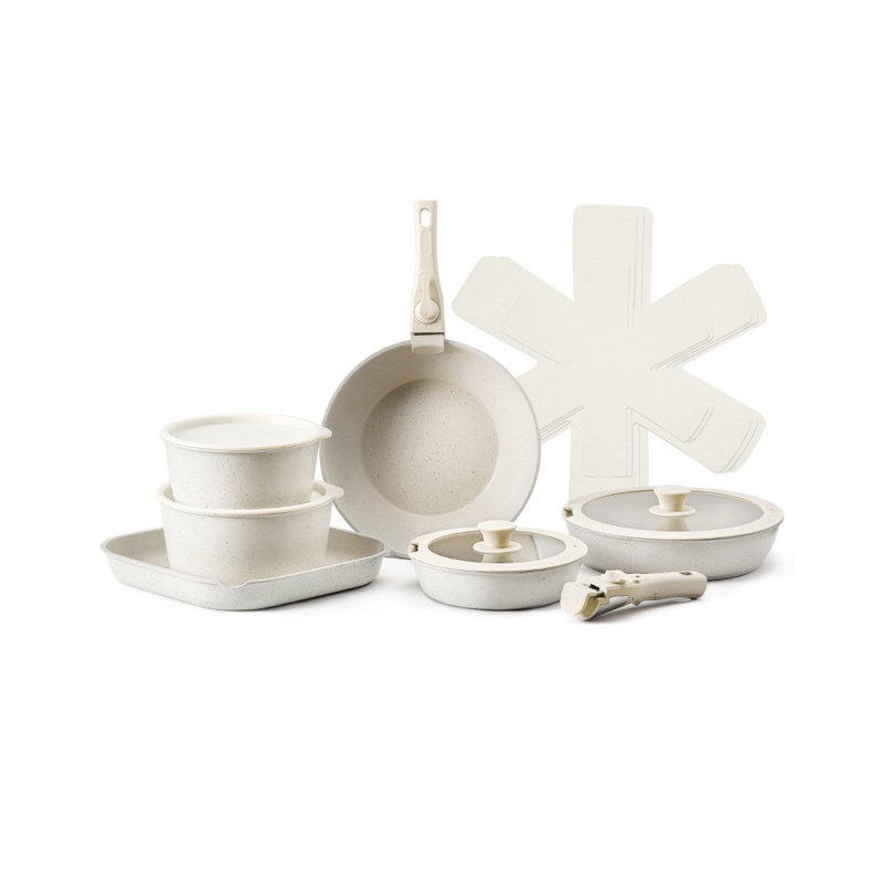 17 - Piece Non-Stick Aluminium Cookware Set, White