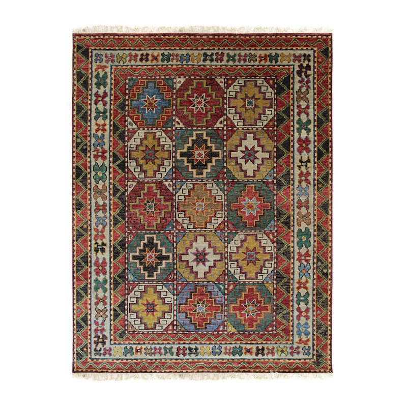Tapis brun en laine noué à la main Lydia Kazak, Rectangle 8 pi x 10 pi