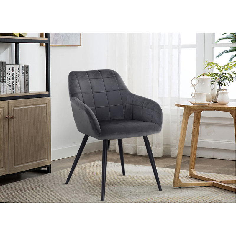 Palumbo Upholstered Dining Chair, Dark Grey, Black, 1