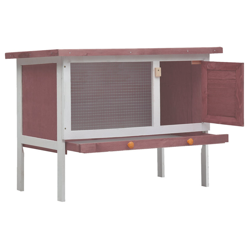 Ennis Rabbit Hutch Bunny Cage with Pull Out Tray Enclosure Solid Pine Wood, Brown