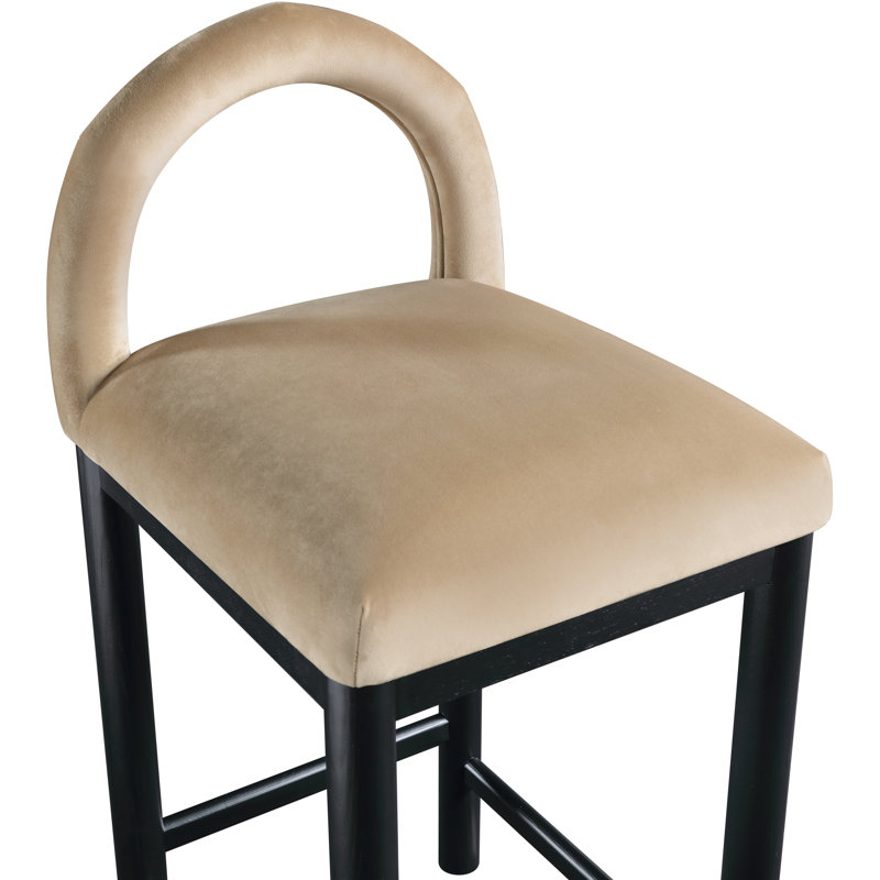Conrad Letcher Velvet Counter Stool, Beige Velvet Seat/Black Frame