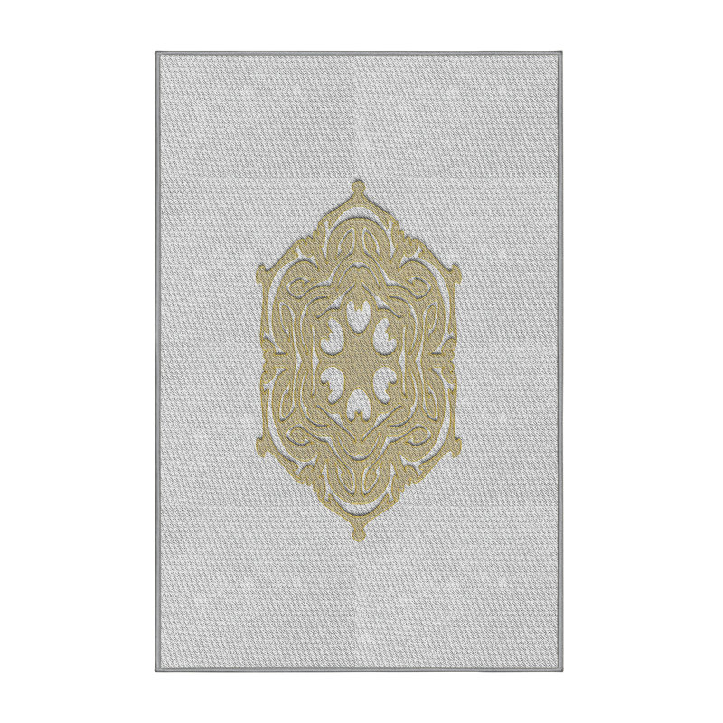 Tapis doré / blanc Power Loom, Tapis de couloir 2 pi x 5 pi