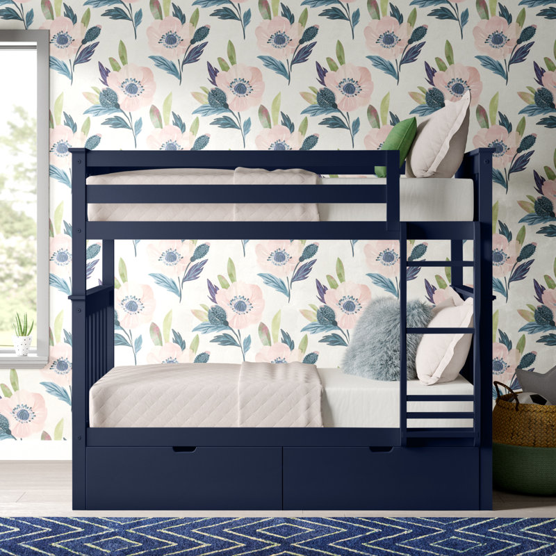 Lit superposé standard en bois massif Absecon, Bleu