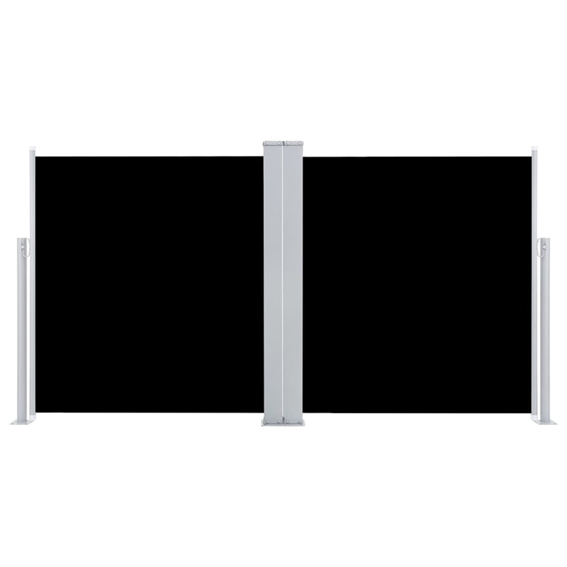 Paravent rétractable avec auvent pliant, Noir, H 39,4 po x l 236,22 po