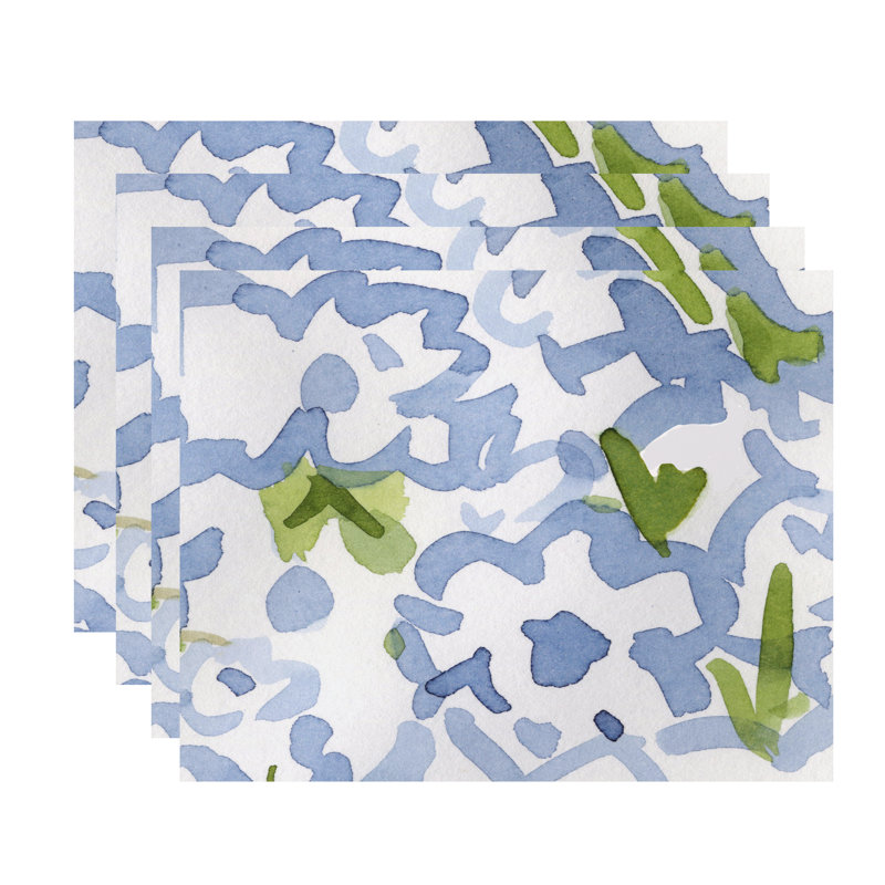 Polyester Floral Rectangle Placemat, White