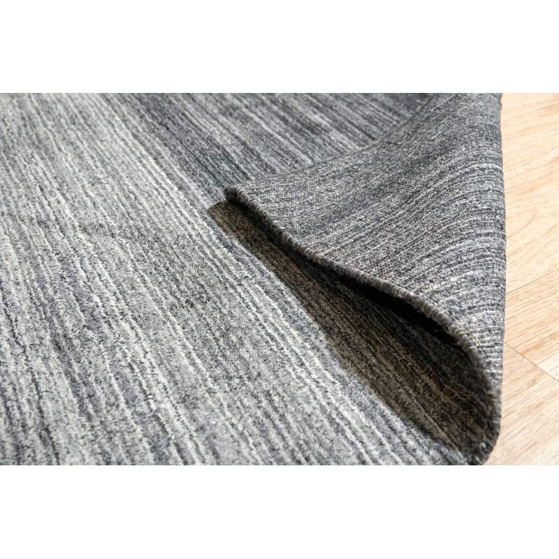 Tapis gris anthracite en laine fait à la main Anayra, Rectangle 5 pi x 8 pi