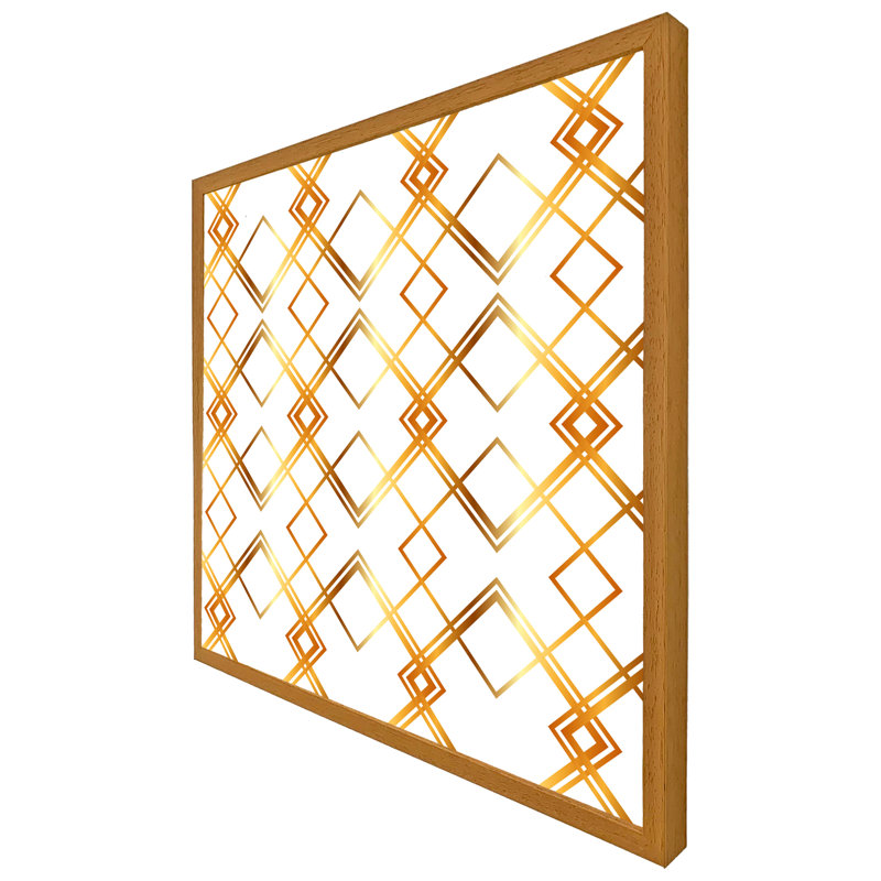 Yokum Geometric Golden Pattern - Single Picture Frame Print, Black Framed, 76cm H x 76cm W x 4cm D