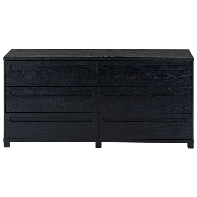 Tobiette 6 Drawer Wood Dresser, Black