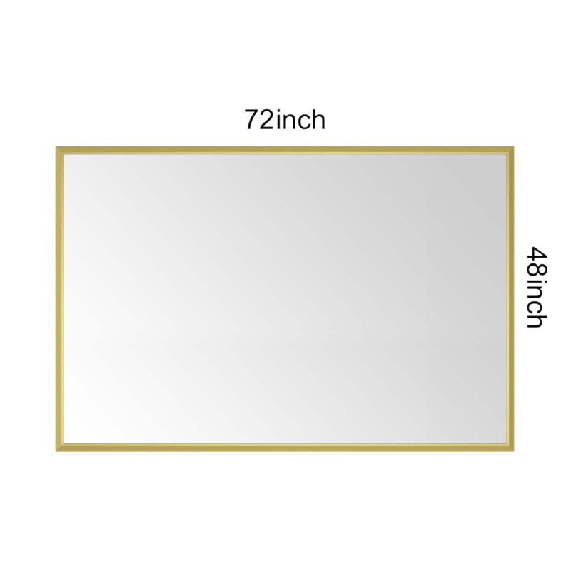 Miroir de salle de bain mural 72 po x 48 po avec cadre en aluminium durable et verre HD, 48 po x 72 po, Or brossé