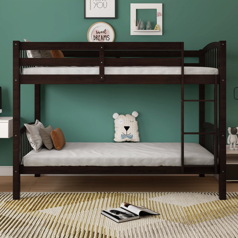Faried Kids Twin Over Twin Bunk Bed, Espresso