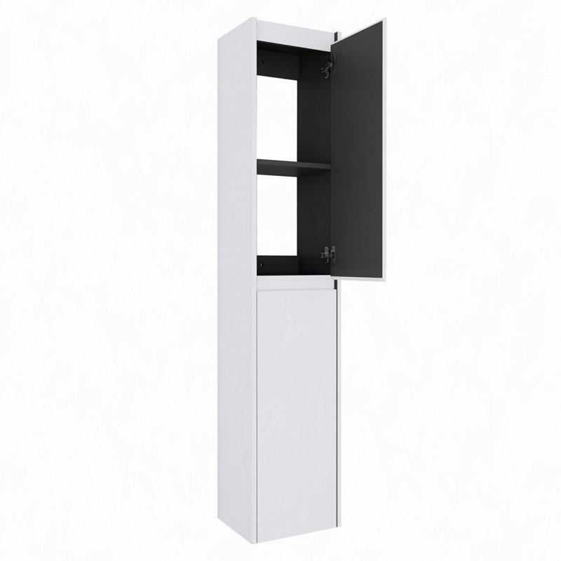 Armoire de salle de bain latérale, 2 portes à fermeture douce, conception à fixation flottante, 12 * 2 (emballage KD), Blanc