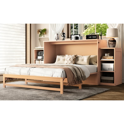 Grand lit doré, espace de rangement intégré et peu encombrant pour les bureaux à domicile, esthétique attrayante, chambres d'amis