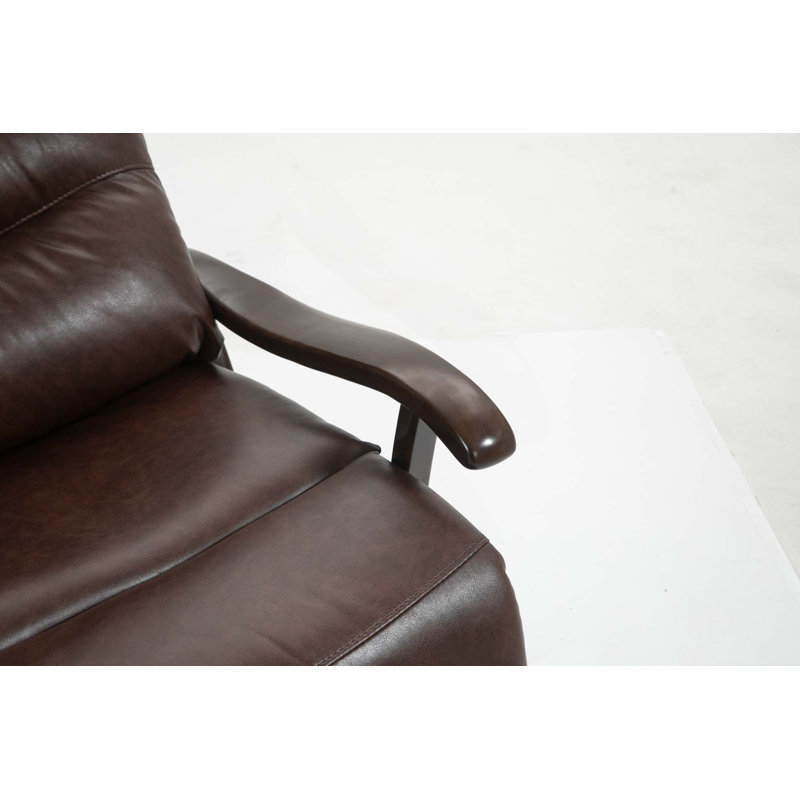 Oganes 31.5'' Wide Faux Leather Recliner, Dark Brown Faux Leather