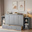 Lit escamotable avec tiroirs de rangement spacieux et tablettes ouvertes-970213976