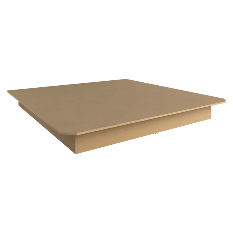 Lit plateforme Suad - Assemblage facile, aucun sommier requis, Beige, Très grand lit