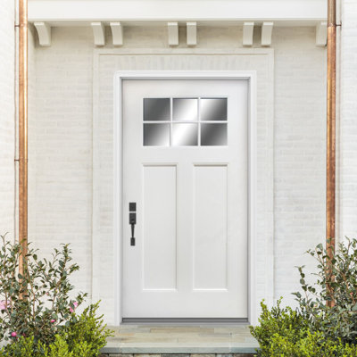 Porte d'entrée extérieure moderne avec verre propre 6-Lite à l'épreuve des intempéries pour tous les climats